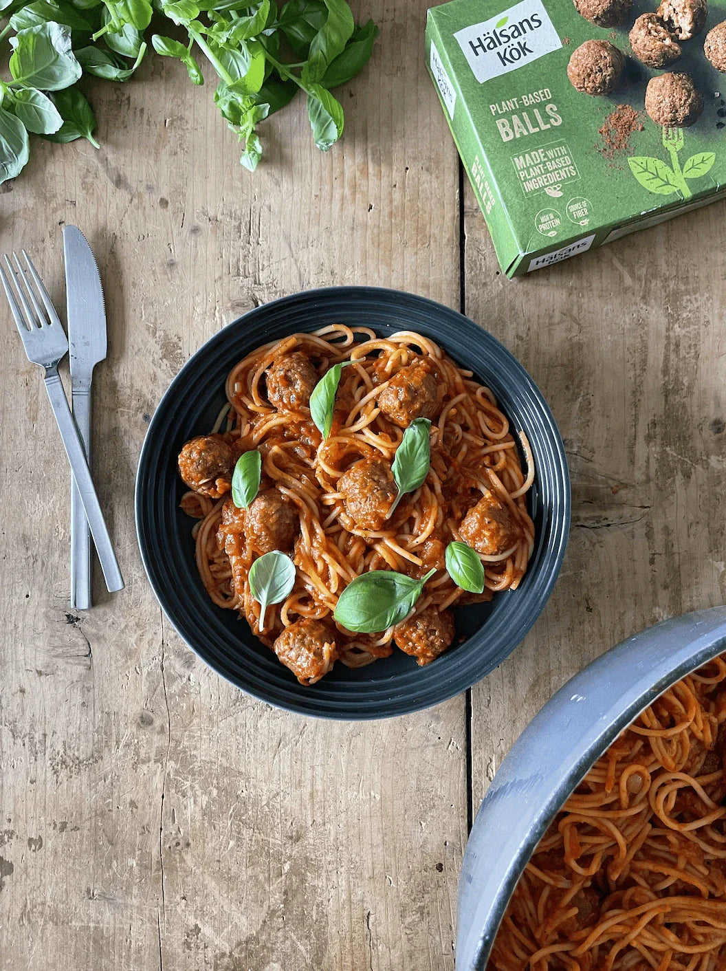 Spaghetti i tomatsauce m. Plantbased balls
